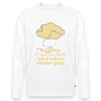 Geflickte Freundschaft wird selten wieder ganz - Männer Premium Bio Langarmshirt - Weiß - Vorne - Nico (187cm)