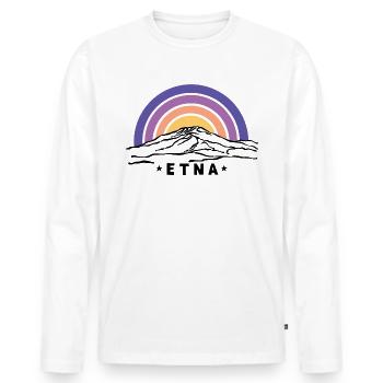 Etna Mongibello Ätna Berg Sizilien Vulkan Souvenir - Männer Premium Bio Langarmshirt - Weiß - Vorne - Nico (187cm)