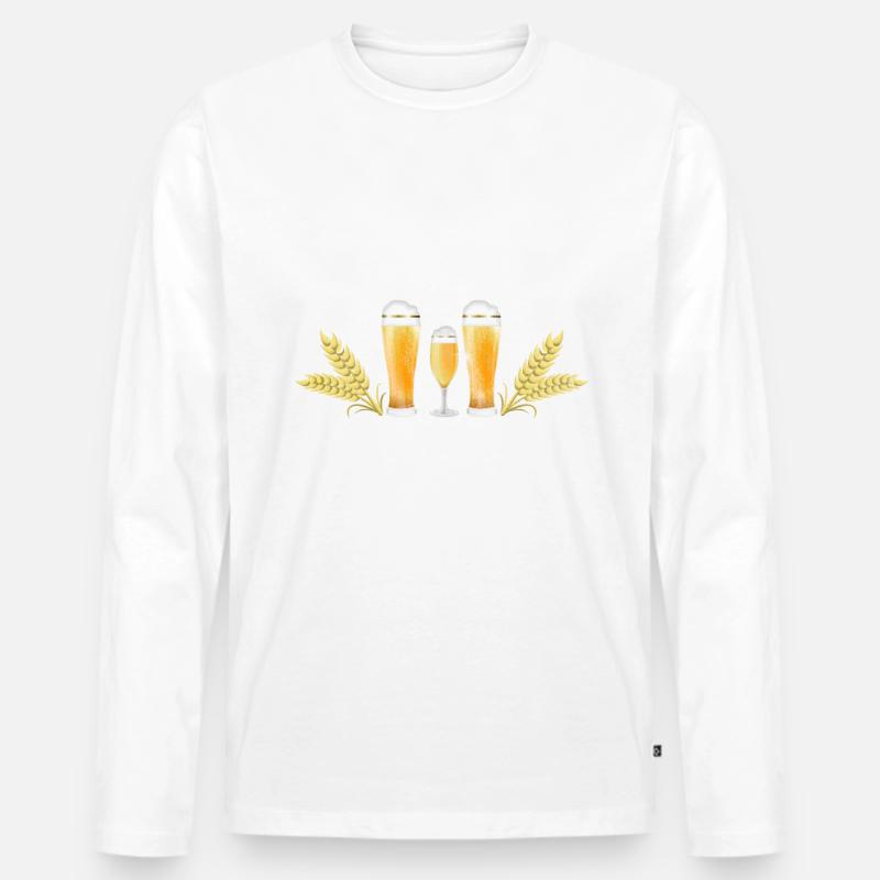 Bier lustiger BierSpruch mit Bier - Männer Premium Bio Langarmshirt - Weiß