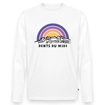 Dents du Midi Schweiz Berg Wallis Valais Souvenir - Männer Premium Bio Langarmshirt - Weiß - Vorne - Nico (187cm)
