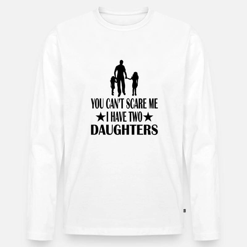 Stolzer Papa zwei Töchter - Männer Premium Bio Langarmshirt - Weiß