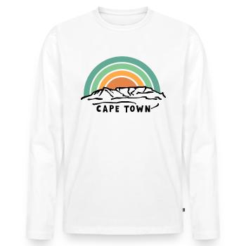 Cape Town Kapstadt Table Mountain Tafelberg Berg - Männer Premium Bio Langarmshirt - Weiß - Vorne - Nico (187cm)