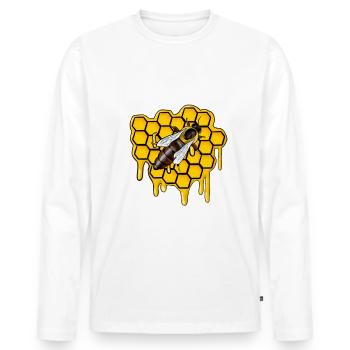 Hobbyimker Honigwabe Biene - Männer Premium Bio Langarmshirt - Weiß - Vorne - Nico (187cm)