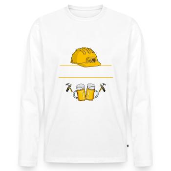 Bauhelfer ich bin hier wegen bier Baustelle - Männer Premium Bio Langarmshirt - Weiß - Vorne - Nico (187cm)