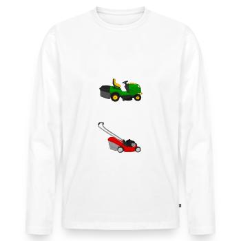 Männer Garten Rasenmäher Logik - Männer Premium Bio Langarmshirt - Weiß - Vorne - Nico (187cm)