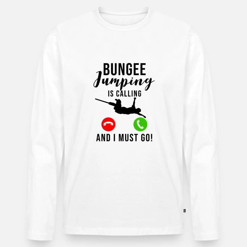Bungee Jumping - Männer Premium Bio Langarmshirt - Weiß