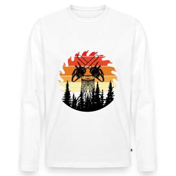 Chainsaw Axe Forester Lumberjack Saw Chain - Men's Premium Organic Long Sleeve Shirt - white - Front - Nico (187cm)
