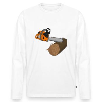 Scie bûcheronne - T-shirt manches longues Premium bio Homme - blanc - Devant - Nico (187cm)