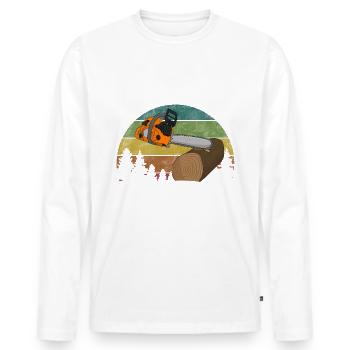 Bûcheron Chemise Tronçonneuse Tronçonneuse Scie - T-shirt manches longues Premium bio Homme - blanc - Devant - Nico (187cm)