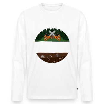 Ich mache mein Holz selber Kettensäge überkreuzt - Männer Premium Bio Langarmshirt - Weiß - Vorne - Nico (187cm)