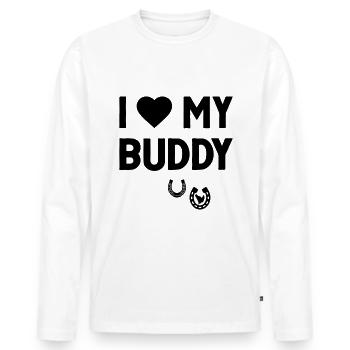 J’aime mon copain signe de cœur de sabots de cheval - T-shirt manches longues Premium bio Homme - blanc - Devant - Nico (187cm)