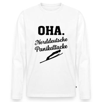 Oha Norddeutsche Panikattacke Wintersport - Männer Premium Bio Langarmshirt - Weiß - Vorne - Nico (187cm)