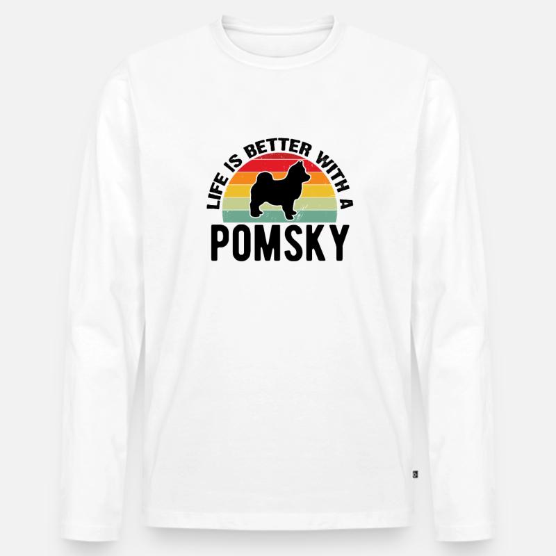 Pomsky - Männer Premium Bio Langarmshirt - Weiß