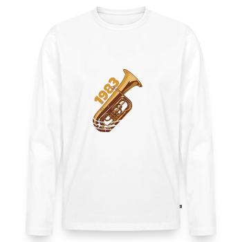 Anniversaire du joueur de tuba 1983 - T-shirt manches longues Premium bio Homme - blanc - Devant - Nico (187cm)
