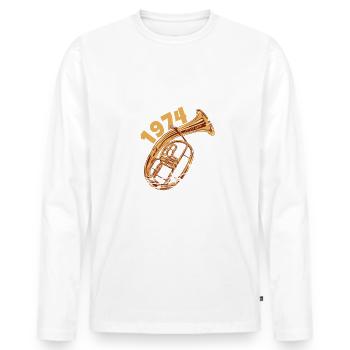 Anniversaire du tubiste 1974 - T-shirt manches longues Premium bio Homme - blanc - Devant - Nico (187cm)