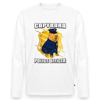 Capybara, officier de police américain - T-shirt manches longues Premium bio Homme - blanc - Devant - Nico (187cm)