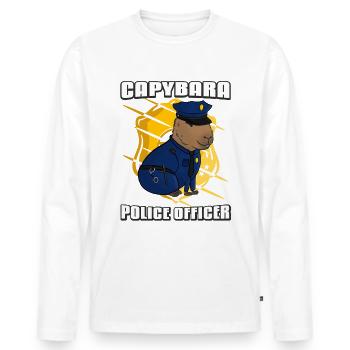 Capybara Police Officer - Men's Premium Organic Long Sleeve Shirt - white - Front - Nico (187cm)