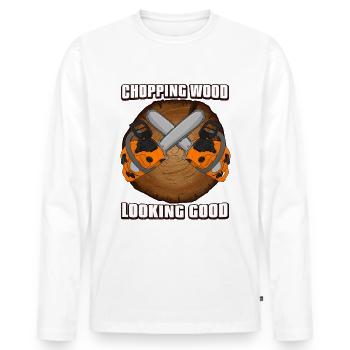 Tronçonneuse Lumberjack pour hommes - T-shirt manches longues Premium bio Homme - blanc - Devant - Nico (187cm)