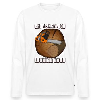 Tronçonneuse Lumberjack pour hommes - T-shirt manches longues Premium bio Homme - blanc - Devant - Nico (187cm)