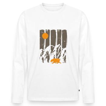 Mountains, Moon and Bear - - Men's Premium Organic Long Sleeve Shirt - white - Front - Nico (187cm)