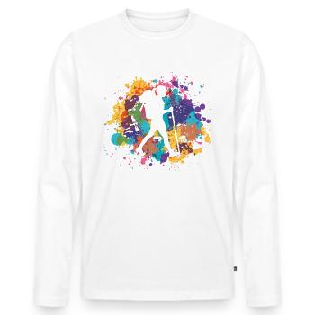 Pulvérisation colorée et randonnée 1 - - T-shirt manches longues Premium bio Homme - blanc - Devant - Nico (187cm)