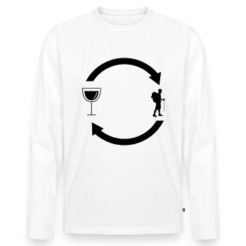 Weinlastenpfeile und Wandern - - Männer Premium Bio Langarmshirt - Weiß - Vorne - Nico (187cm)
