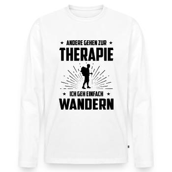 Andere Gehen zur Therapie Ich Gen Einfach Wandern - Männer Premium Bio Langarmshirt - Weiß - Vorne - Nico (187cm)