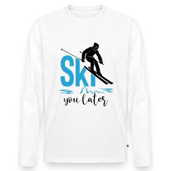 Ski plus tard - (s.k) - T-shirt manches longues Premium bio Homme - blanc - Devant - Nico (187cm)