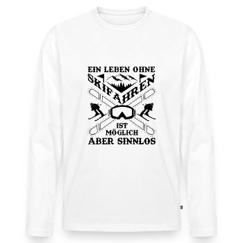 Einleben ohne Skifenahren - - Männer Premium Bio Langarmshirt - Weiß - Vorne - Nico (187cm)