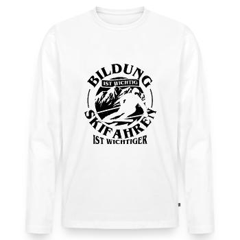 Bildung WICHTIG - Skifenahren Wichtiger - - Männer Premium Bio Langarmshirt - Weiß - Vorne - Nico (187cm)