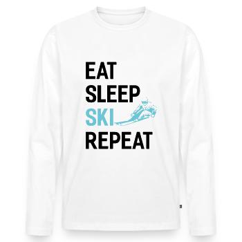 Eat Sleep Ski Repetition - (S.K) - Men's Premium Organic Long Sleeve Shirt - white - Front - Nico (187cm)