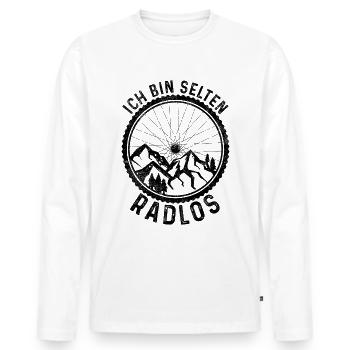 Ich bin Selten Radlos - - Männer Premium Bio Langarmshirt - Weiß - Vorne - Nico (187cm)