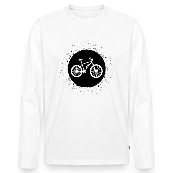 Circle with Splash and ebike - - Men's Premium Organic Long Sleeve Shirt - white - Front - Nico (187cm)