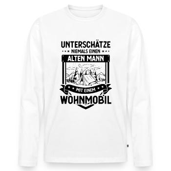 UNTSCHATZE NIEMALS EINEN ALTEN MANN mit einem Wohn - Männer Premium Bio Langarmshirt - Weiß - Vorne - Nico (187cm)