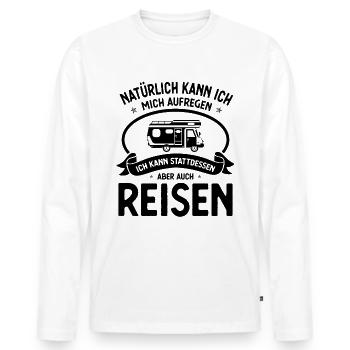 Naturlich kann Ich Mich AUFEGENICHE KANN STATTDESS - Männer Premium Bio Langarmshirt - Weiß - Vorne - Nico (187cm)