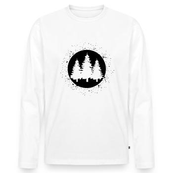 Kreis mit Spritzen und Bäumen - - Männer Premium Bio Langarmshirt - Weiß - Vorne - Nico (187cm)