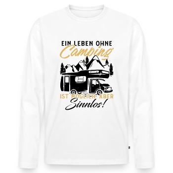 Camping ist Leben - - Männer Premium Bio Langarmshirt - Weiß - Vorne - Nico (187cm)