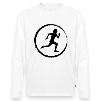 Corrik et la course à pied - - T-shirt manches longues Premium bio Homme - blanc - Devant - Nico (187cm)