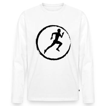 Cricle and Running - (2) - Men's Premium Organic Long Sleeve Shirt - white - Front - Nico (187cm)