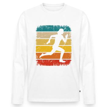 Vintage Square and Running 1 - - Men's Premium Organic Long Sleeve Shirt - white - Front - Nico (187cm)