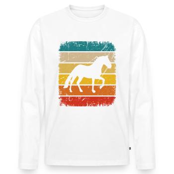 Vintage Square and Horse - - Men's Premium Organic Long Sleeve Shirt - white - Front - Nico (187cm)