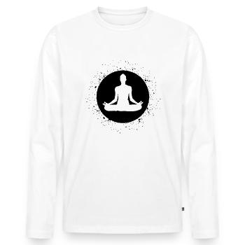 Kreis mit Splash und Yoga - - Männer Premium Bio Langarmshirt - Weiß - Vorne - Nico (187cm)