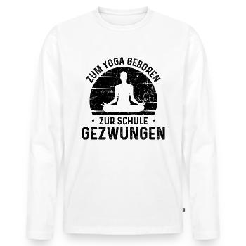 Zum Yoga Georen Zur Schule Gezwungen - - Männer Premium Bio Langarmshirt - Weiß - Vorne - Nico (187cm)