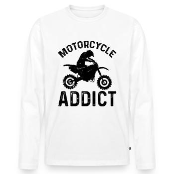 Motorcycle Dependent 1 - (MOTORCYCLE) - Men's Premium Organic Long Sleeve Shirt - white - Front - Nico (187cm)