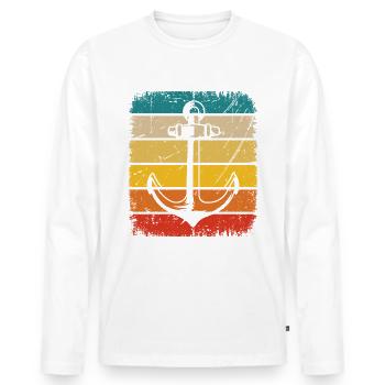 Vintage Square und Segeln 1 - - Männer Premium Bio Langarmshirt - Weiß - Vorne - Nico (187cm)