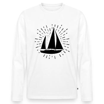 Feux d’artifice et voile - - T-shirt manches longues Premium bio Homme - blanc - Devant - Nico (187cm)