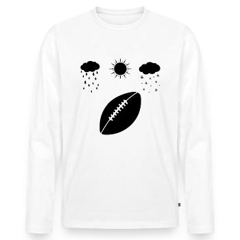 Alle Jahreszeiten und Fußball - (2) - Männer Premium Bio Langarmshirt - Weiß - Vorne - Nico (187cm)