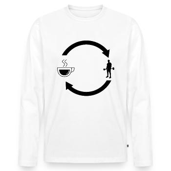 Flèches de chargement de café et fitness - - T-shirt manches longues Premium bio Homme - blanc - Devant - Nico (187cm)