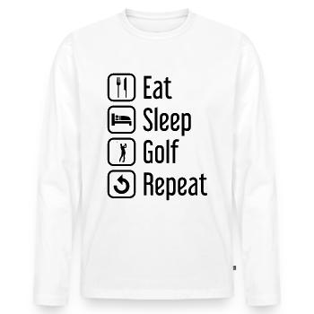 Eat Sleep Golf Replay - - Men's Premium Organic Long Sleeve Shirt - white - Front - Nico (187cm)