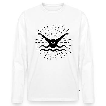 Feux d’artifice et baignade - - T-shirt manches longues Premium bio Homme - blanc - Devant - Nico (187cm)